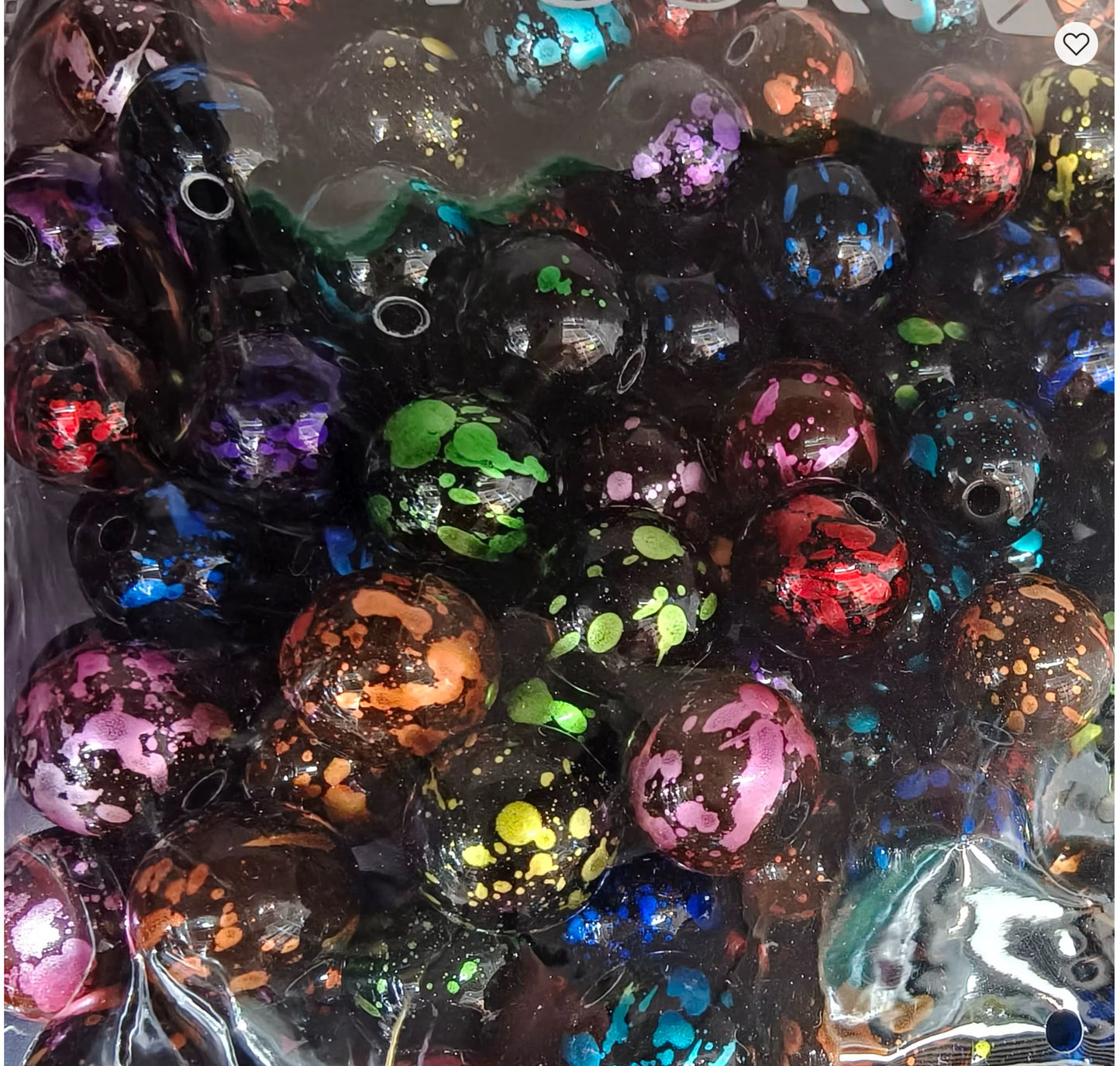 Beautiful dark colour paint splash acrylic beads for crafting. DIY pens and jewellery making