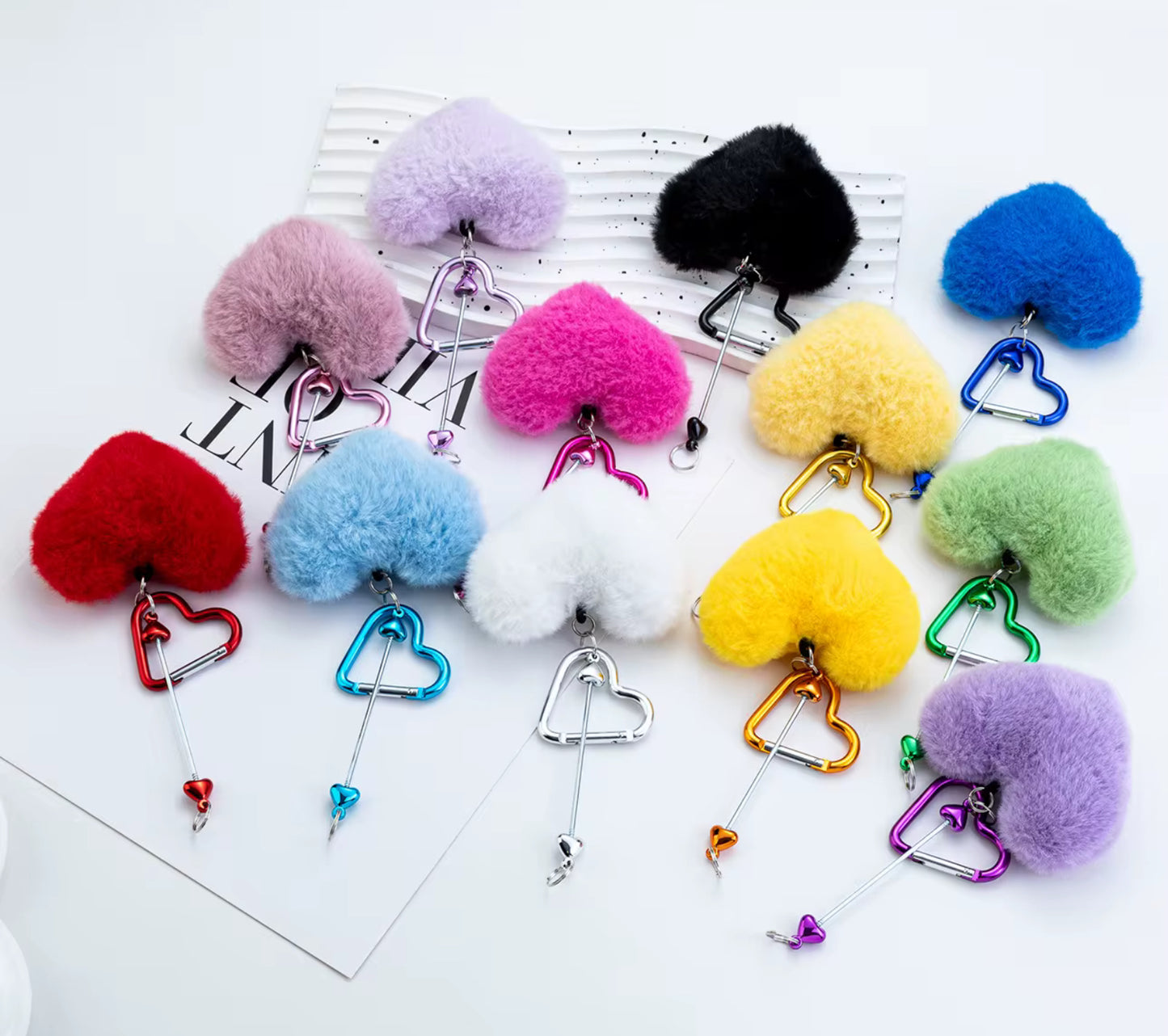 Heart Pompom Beadable keychain