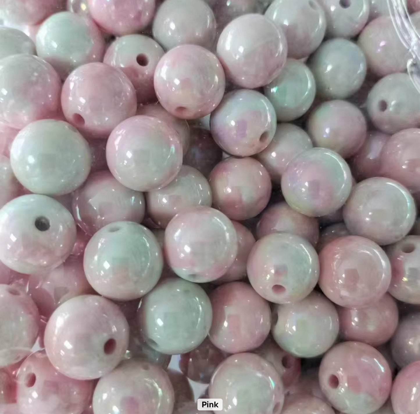 Two colour gradient Plating acrylic beads 16mm. Pack of 20.