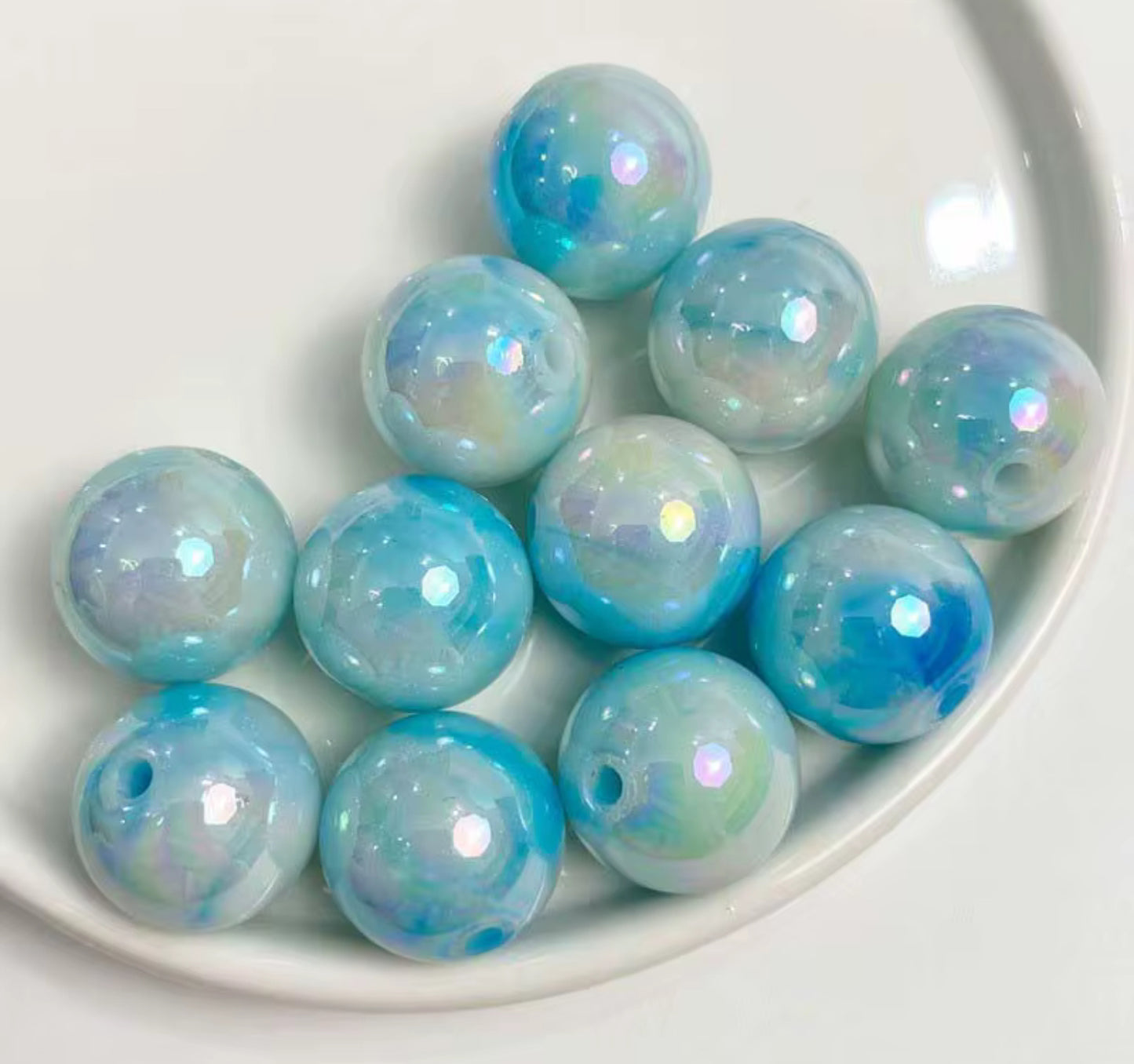 Two colour gradient Plating acrylic beads 16mm. Pack of 20.