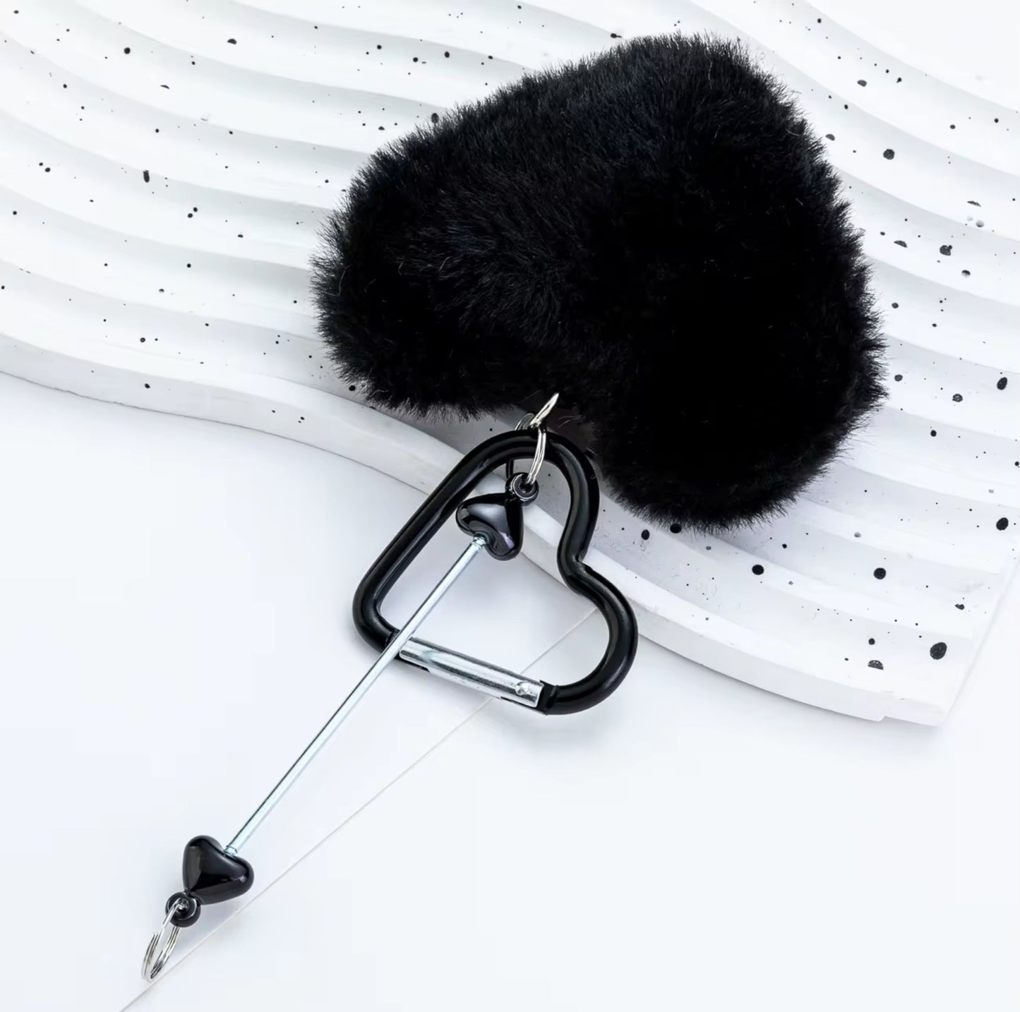 Heart Pompom Beadable keychain