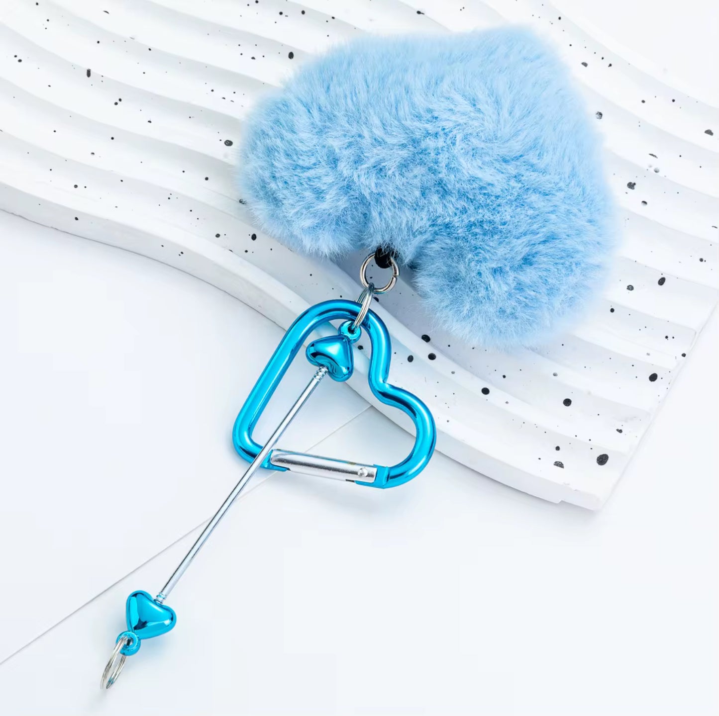 Heart Pompom Beadable keychain
