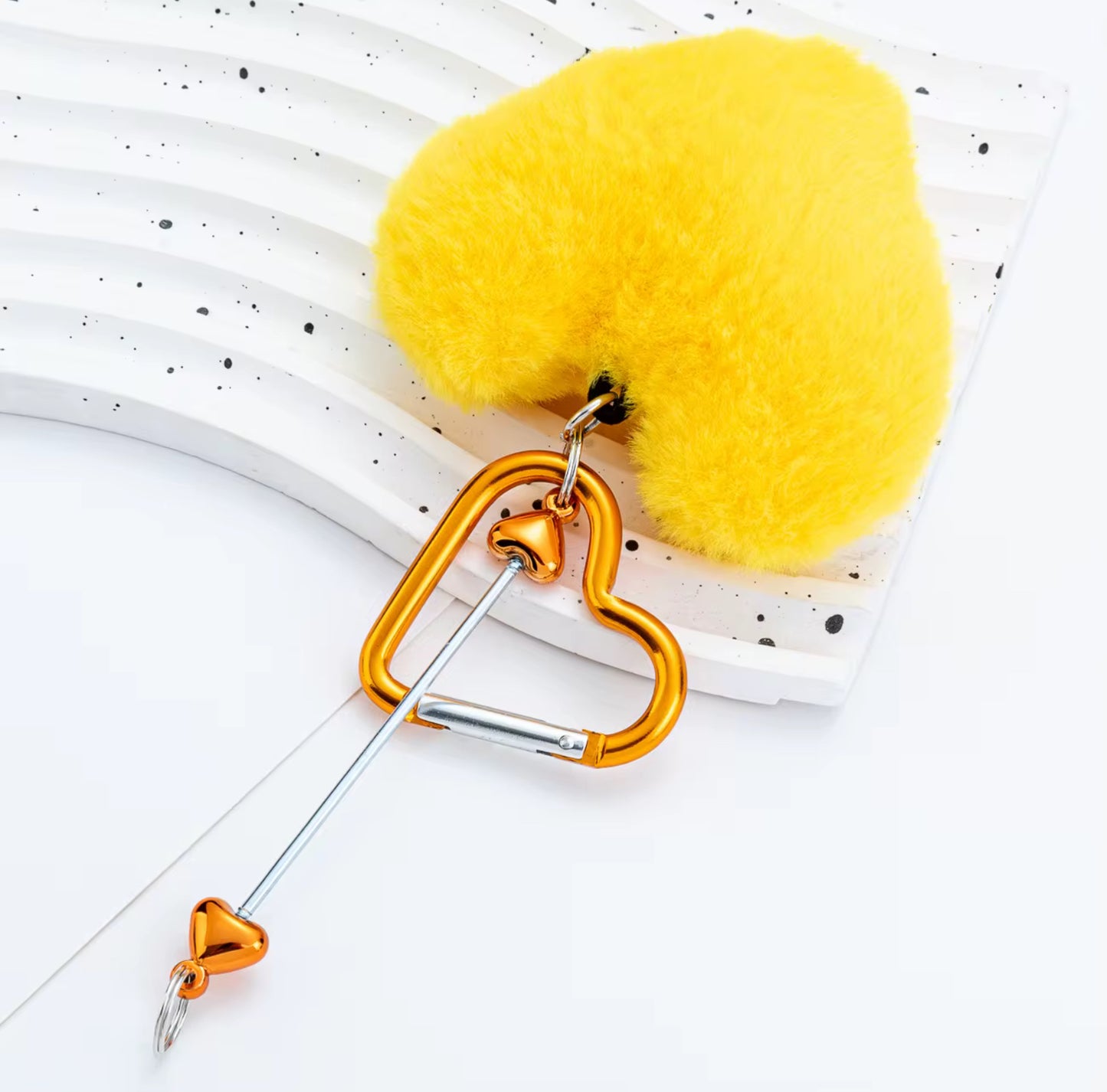 Heart Pompom Beadable keychain
