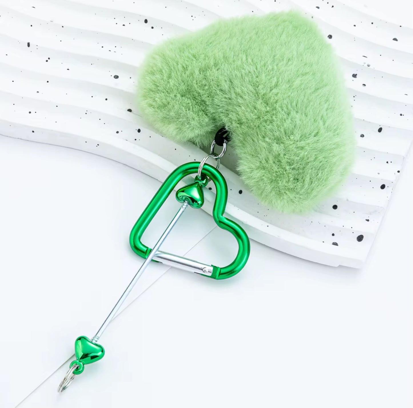 Heart Pompom Beadable keychain