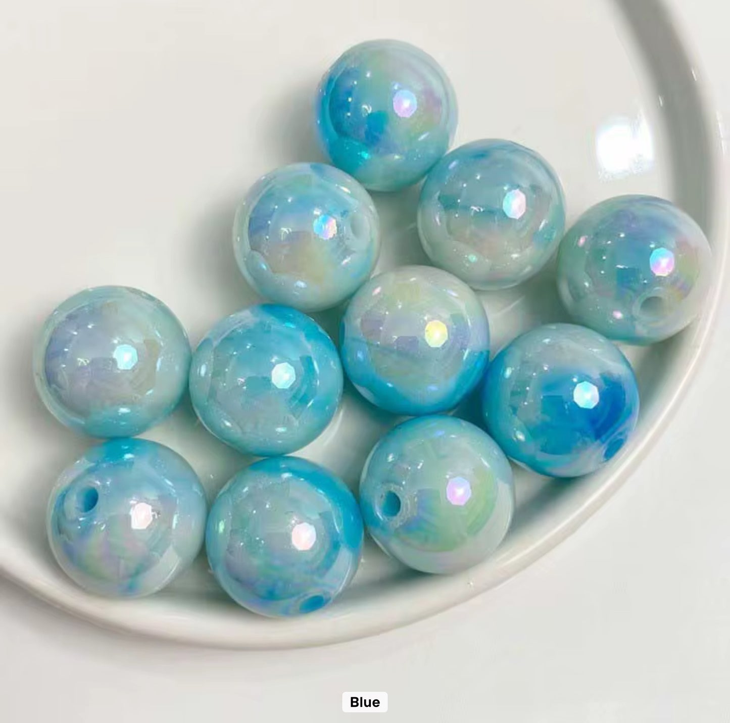 Two colour gradient Plating acrylic beads 16mm. Pack of 20.