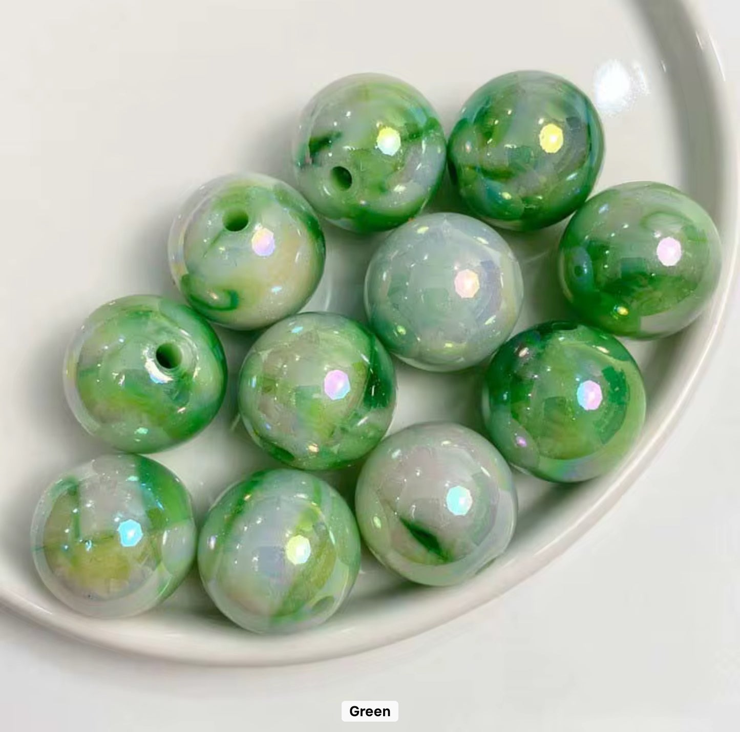 Two colour gradient Plating acrylic beads 16mm. Pack of 20.
