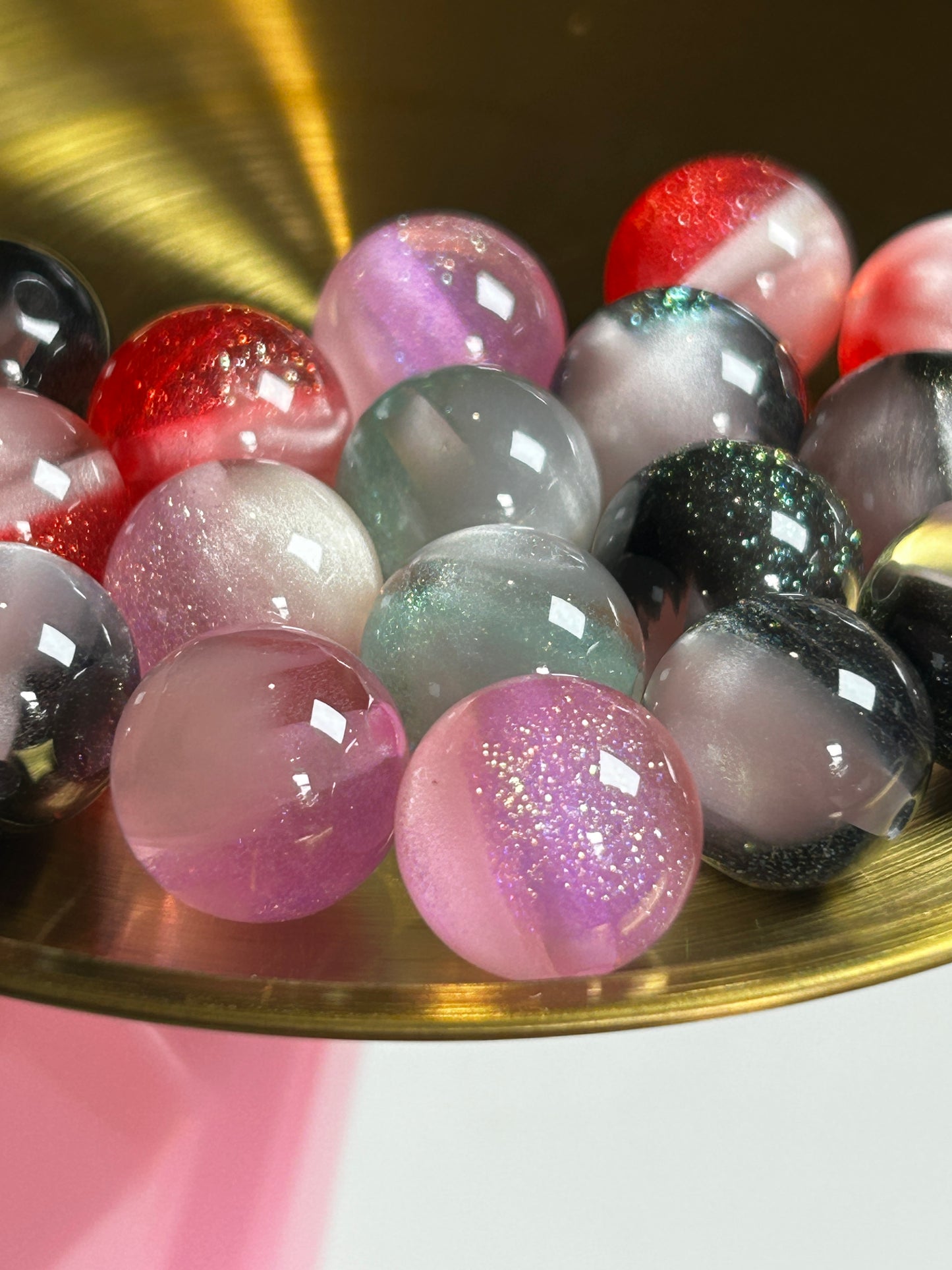 Half galaxy half cat eye beads.