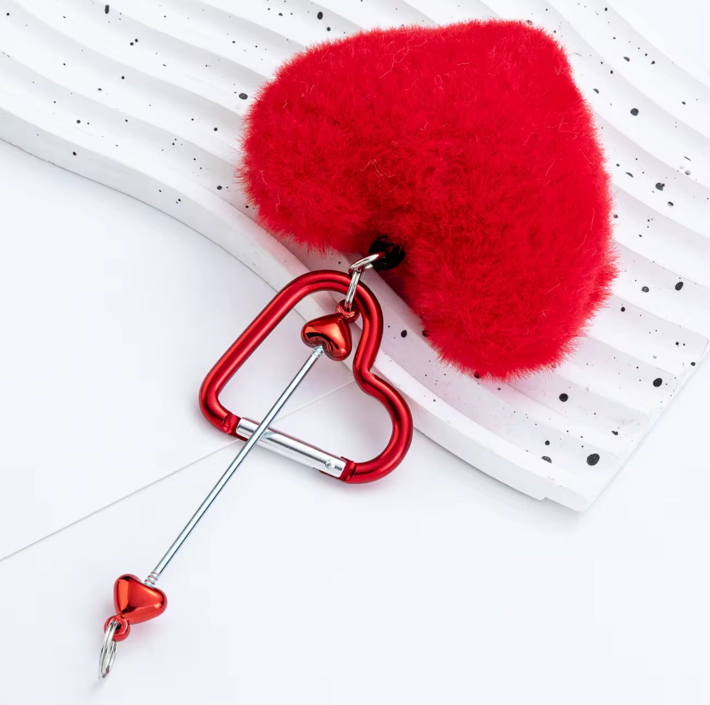 Heart Pompom Beadable keychain