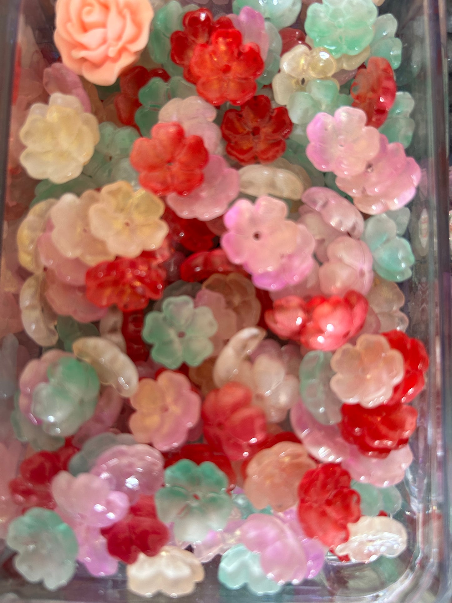 Glass and resin flowers