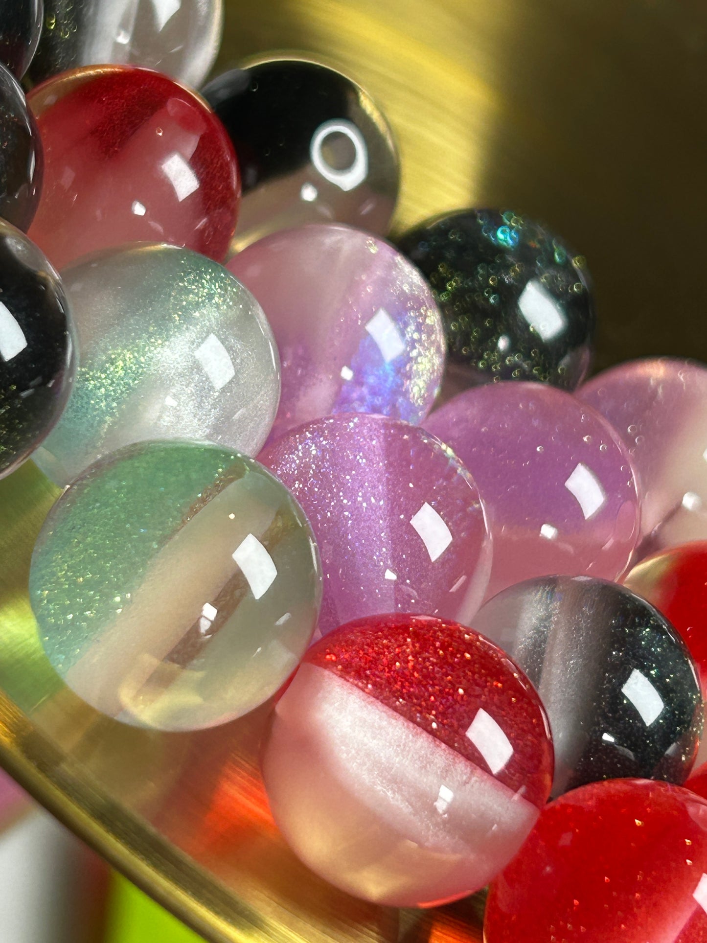 Half galaxy half cat eye beads.