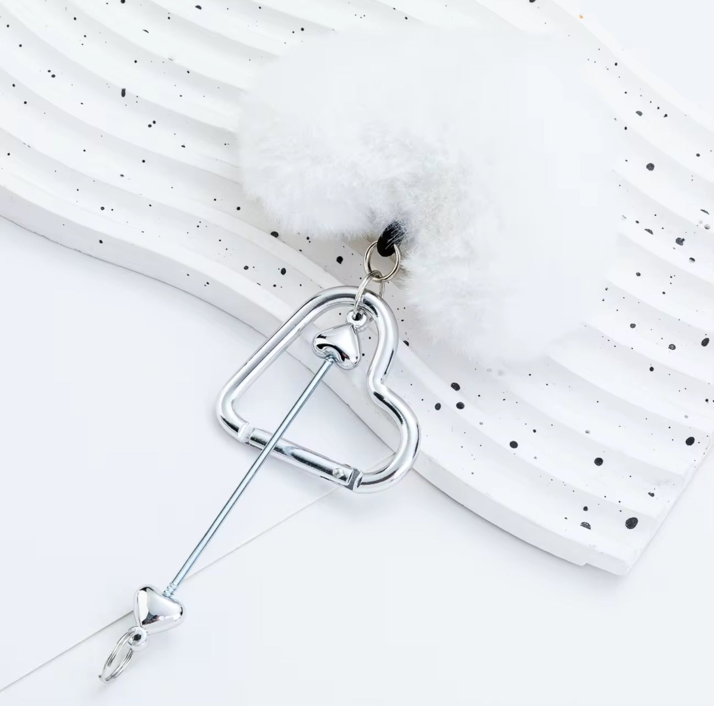 Heart Pompom Beadable keychain