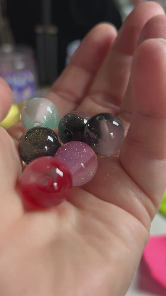 Half galaxy half cat eye beads.